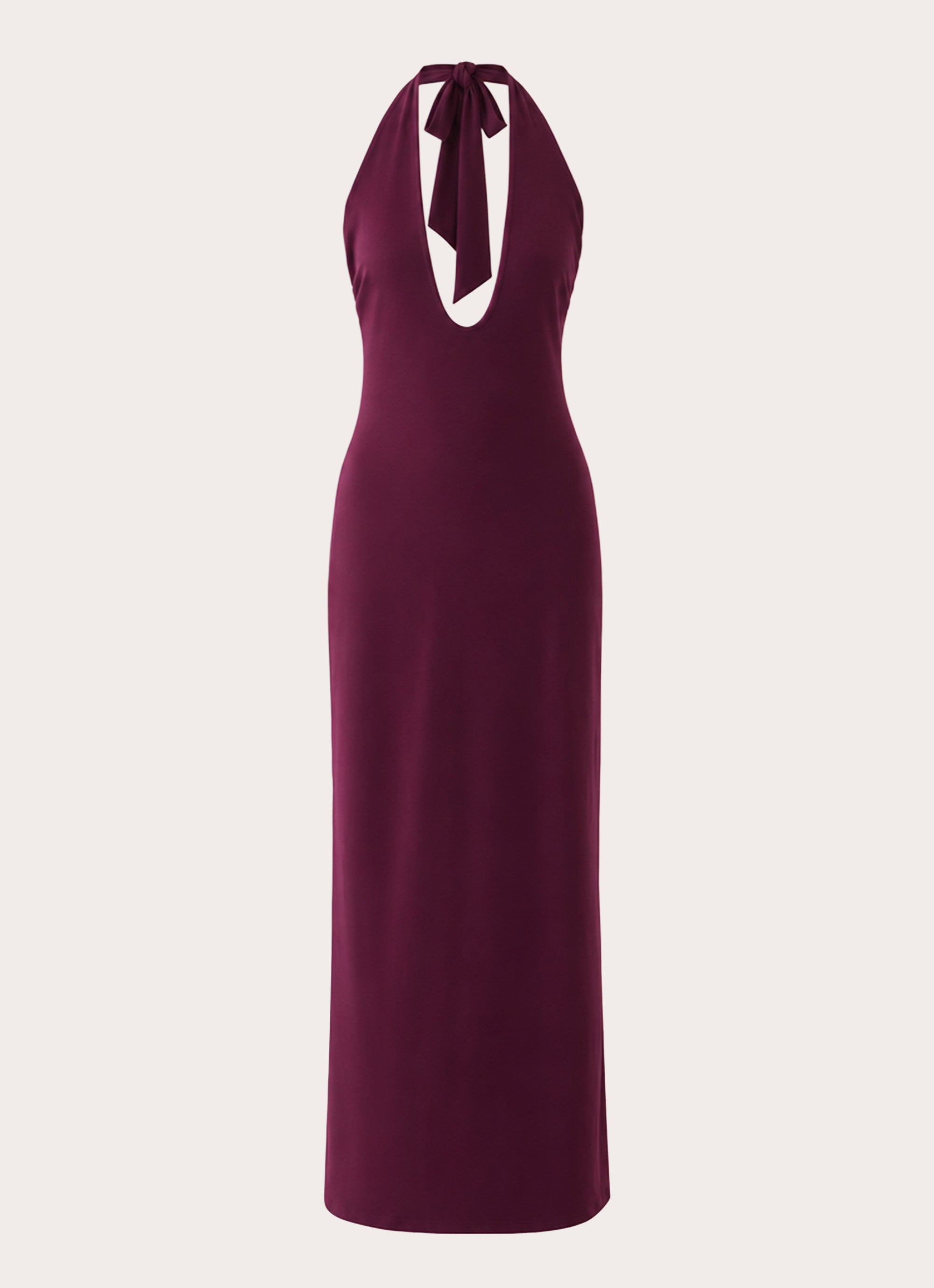 Midnight Kiss Jersey Halter Dress - Eggplant
