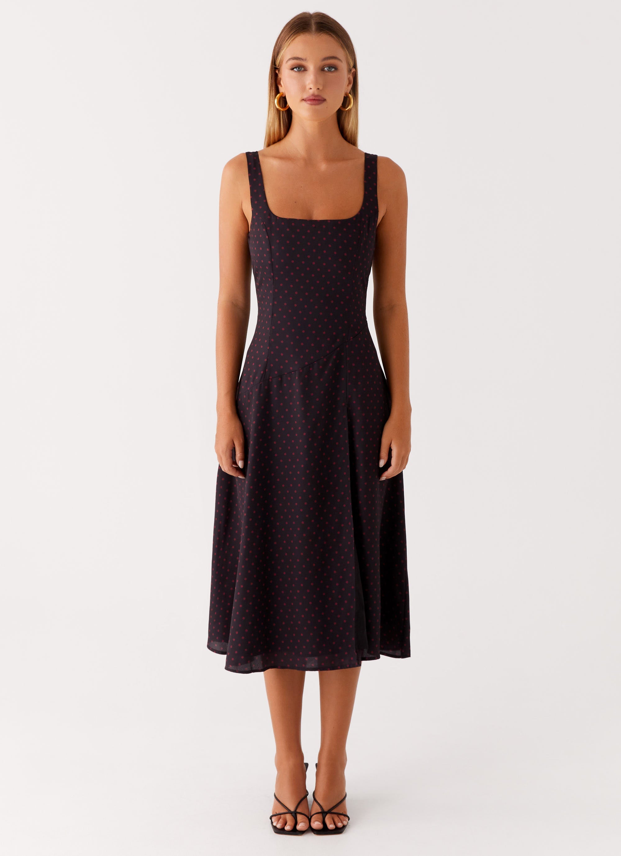 Rowyn Midi Dress - Black Polka Dot