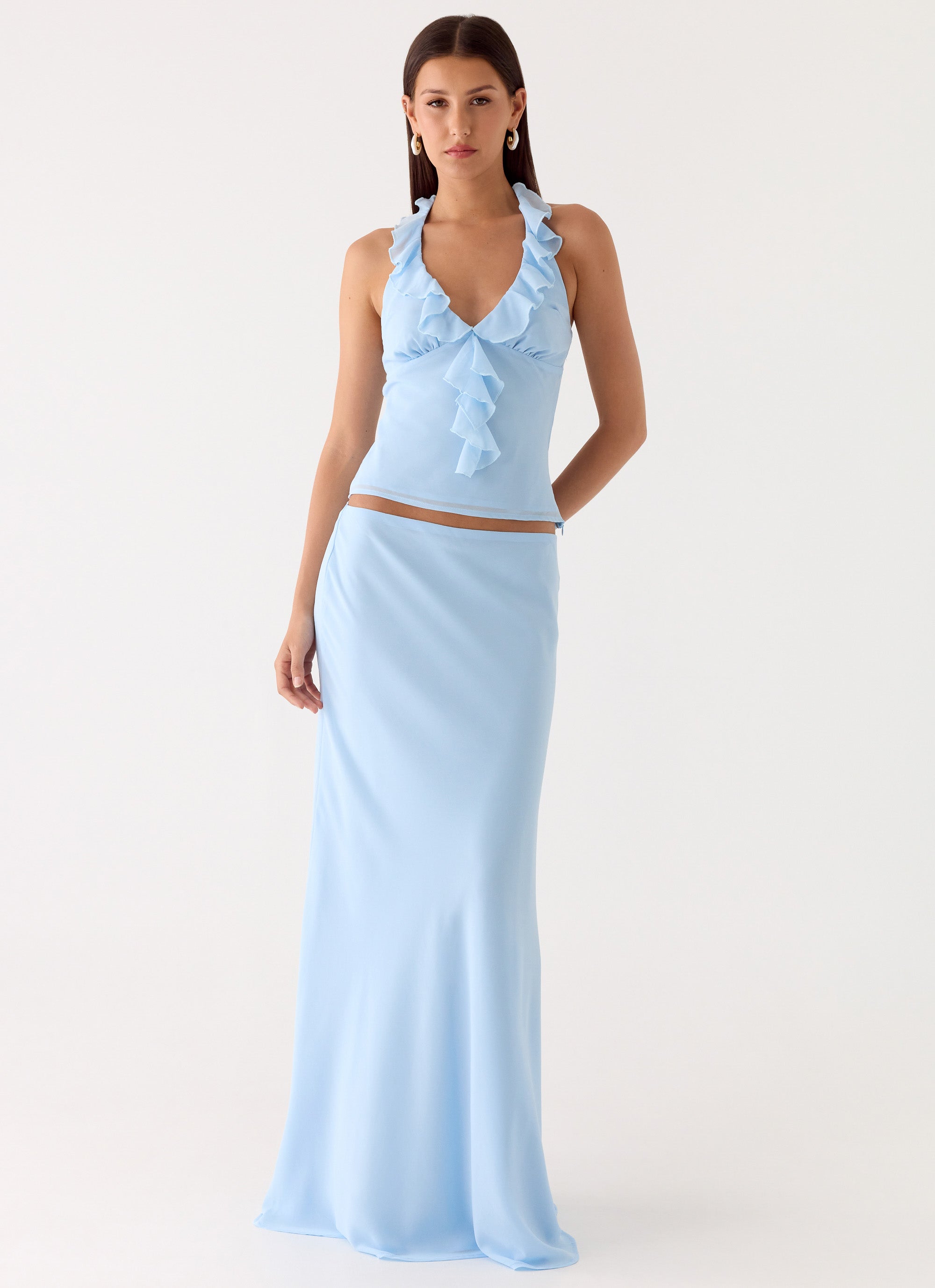 Star Girl Chiffon Maxi Skirt - Blue