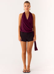Teaha Wrap Top - Plum