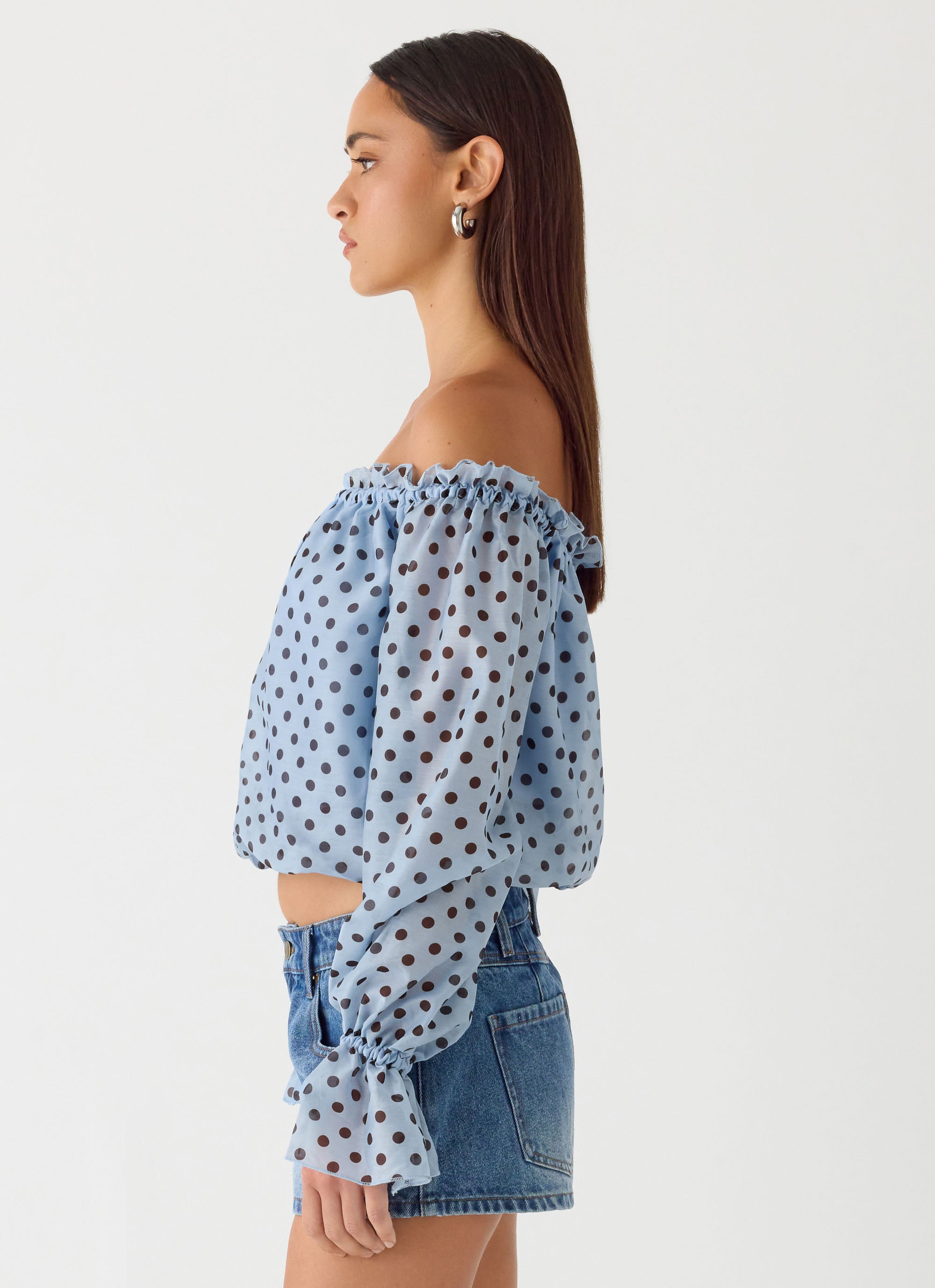 Tedara Top - Blue Mocha Dot