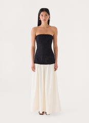 Valette Lace Maxi Dress - Ivory/Black