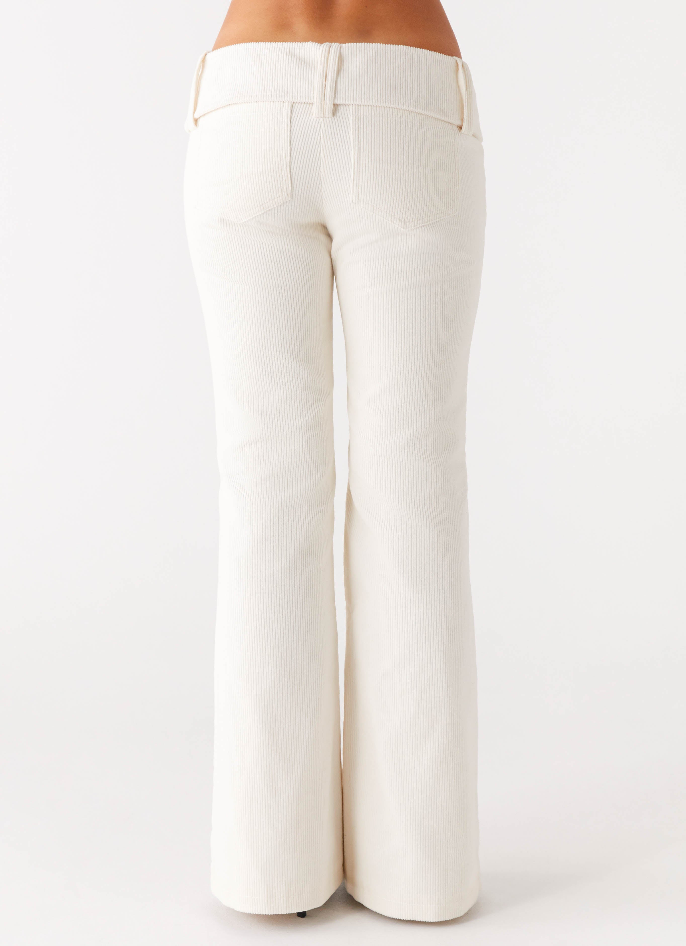 Zadie Low Rise Cord Jeans - Pearl